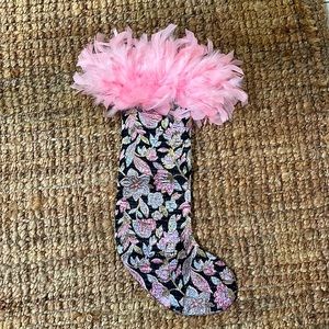 Pink Feather Christmas Stocking
